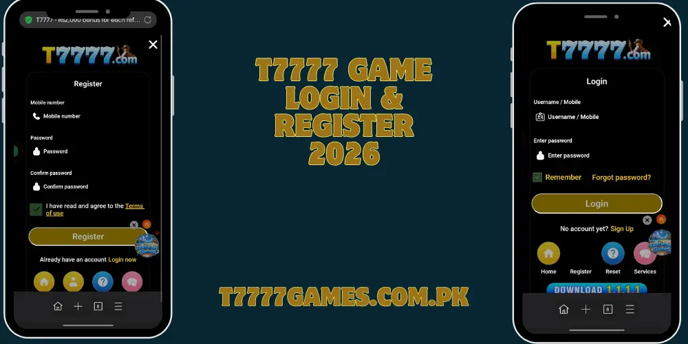 T7777 Game Login And Register