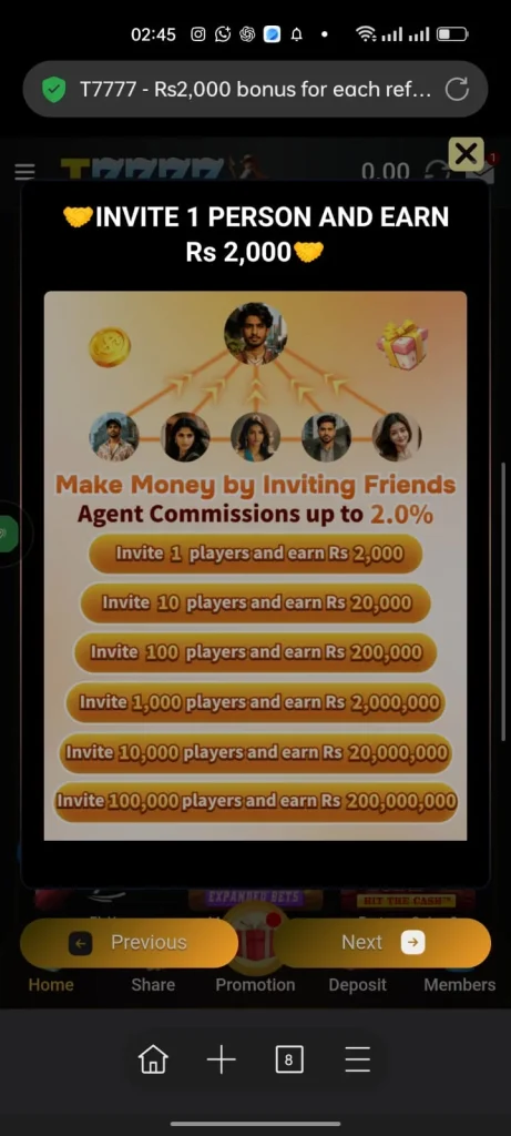 T7777 Game Referral Rewards