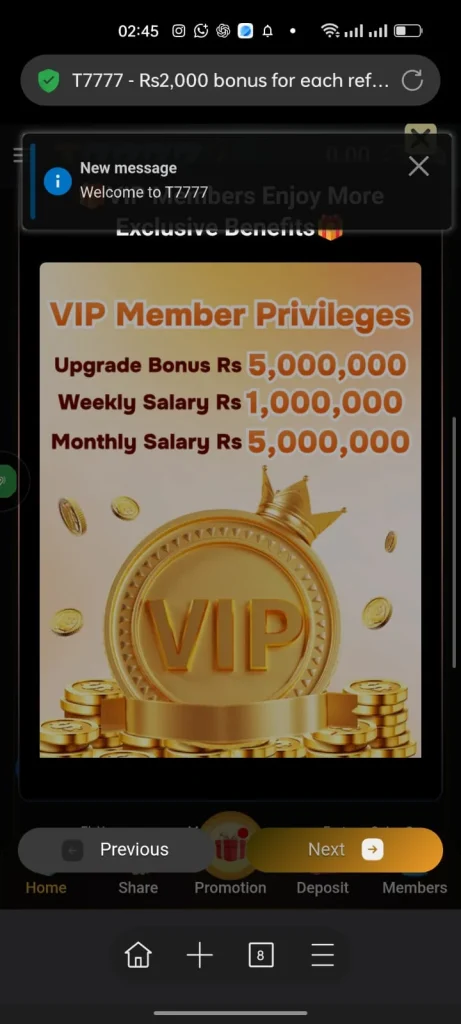 T7777 Game VIP Reward